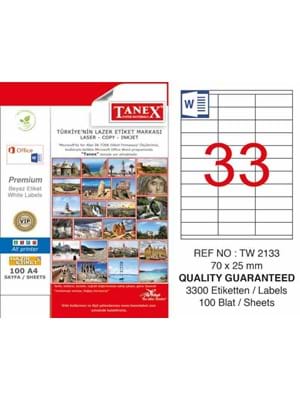 Tanex 70x25 Mm Laser Etiket 100 Lü Tw-2133