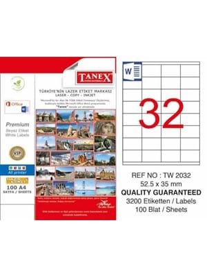 Tanex 52.5x35 Mm Laser Etiket 100 Lü 2032