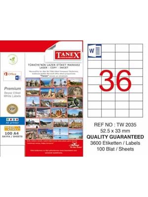 Tanex 52.5x33 Mm Laser Etiket Tw-2035