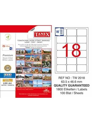 Tanex 63.5x46.6 Laser Etiket Tw-2018