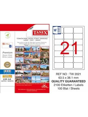 Tanex 63.5x38.1 Laser Etiket 100 Lü Tw-2021