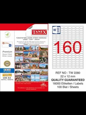 Tanex 22x12 Laser Etiket 100 Lü Tw-2280
