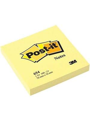 3m Post-it 76x76 Mm Yapışkanlı Not Kağıdı 100 Yp Sarı 654