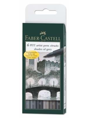 Faber Castell Pıtt Artist Pen Çizim Kalemi Fırça Uç 6 Lı Gri