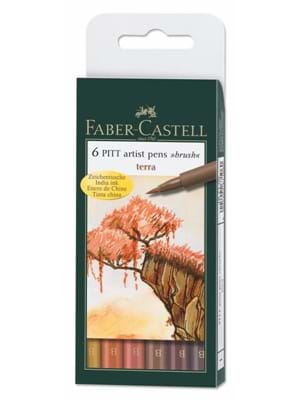 Faber Castell Pıtt Artistpen Çizim Kalemi Fırça Uç 6 Lı Topra