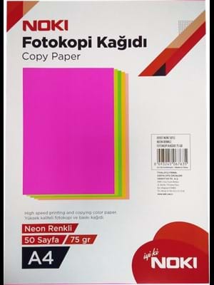 Noki A4 75 Gr Neon 5 Renk Kağıt 50 Li 89107