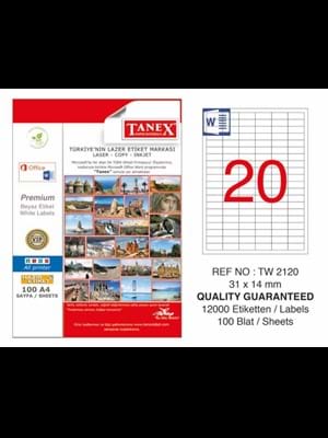 Tanex 31x14 Mm Laser Etiket 100"lü Tw-2120