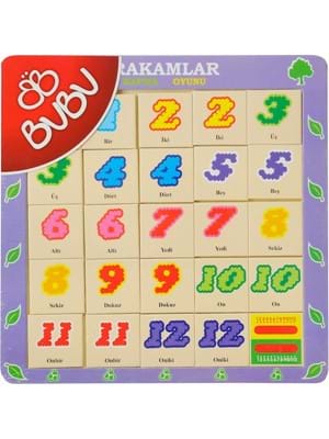 Bubu 30x30 Ahşap Puzzle Hafıza Oyunu Sayılar Bubu-ap0061