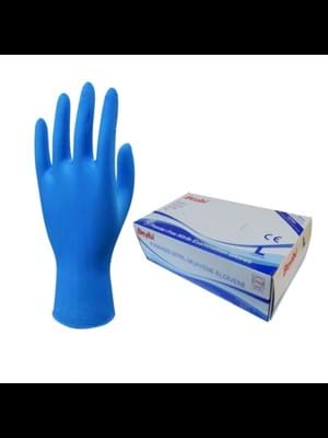 Beybi Nitril Pudrasız Muayene Eldiveni Large Mavi 100"lü