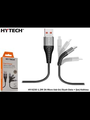 Hytech Hy-x230 1.2m 3a Micro Usb Kablo Gri\siyah