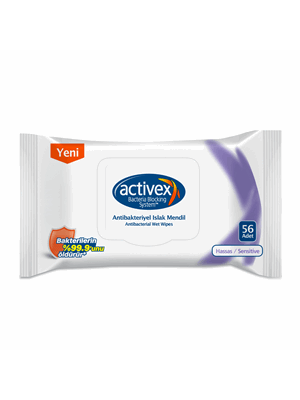 Activex Sensivite Antibakteriyel Islak Mendil 56"lı