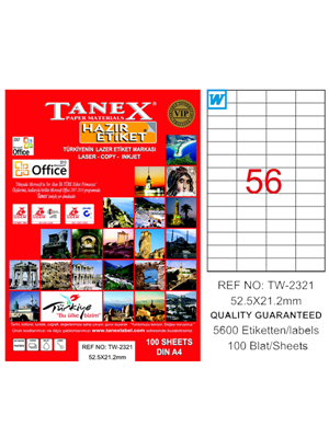 Tanex 52.5x21.2 Mm Laser Etiket Tw-2321