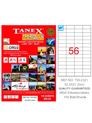 Tanex 52.5x21.2 Mm Laser Etiket Tw-2321