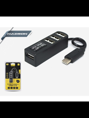 Hadron Hdx7015 Type-c To Usb-a 4 Port Usb Çoğaltıcı Siyah