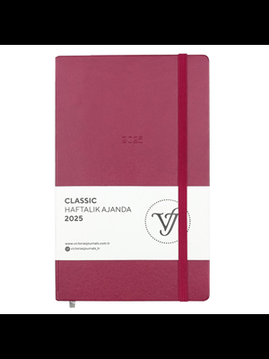 Victorias Journals Classic 13x21 Haftalık Ajanda Sert Kapak Ivory Bordo 124-1411 2025