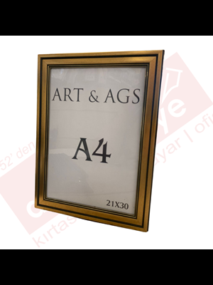 Art&ags A4 35 Mm Ahşap Görünümlü Çerçeve Yaldızlı Altın