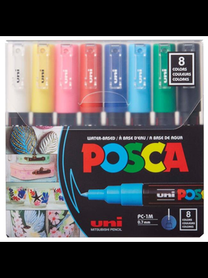 Uni Posca 0.7 Su Bazlı Markör Kalem Ana Renkler 8"li Pc-1m 8c