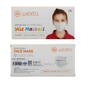 WEXTA 3 KATLI TELLİ ÇOCUK MASKESİ 10"LU STL3PLY
