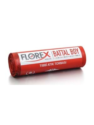 Florex 72x95 Cm Battal Boy Baskılı Tıbbi Atık Poşeti 10"lu Kırmızı 530
