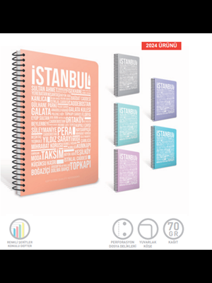 Gıpta İstanbul A4 Pp Kapak Spiralli Defter Kareli 100 Yp 7259