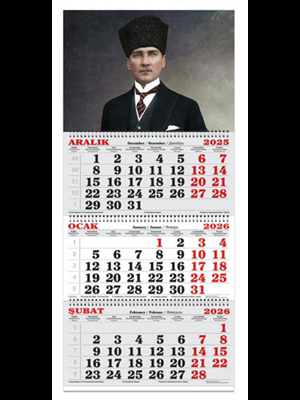 Keskin Color Spiralli 3 Aylık Jumbo Denizci (gemici) Takvimi Atatürk-1 600116-99 (2026)