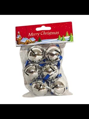 Nedi Yılbaşı Ağaç Süsü 4 Cm Çalan Çan Gümüş 6"lı 13303