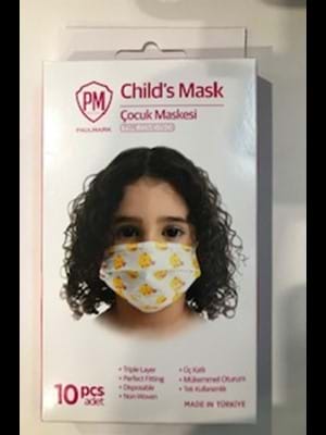 Pm 3 Katlı Tek Kullanımlık Kız Çocuk Maskesi 10"lu