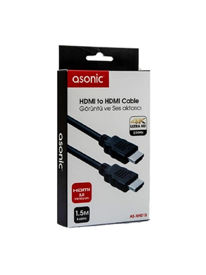 Asonic As-xhd15 Hdmi To Hdmi 1.5 Metre V2.0 Ultra Hd 4k Kablo