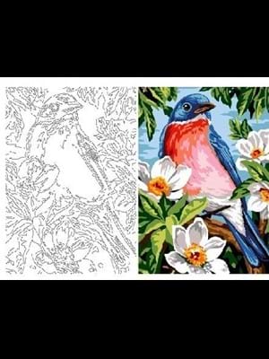 Aka Sanat 35x50 Çizilmiş Tuval Çiçek ve Kuş Ççk3550004