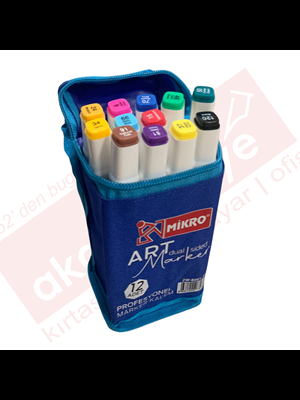 Mikro Art Çift Uçlu Marker Kalem Çantalı 12 Renk Zw-8001-12s