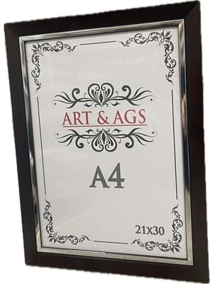 Art&ags A4 22 Mm Ahşap Çerçeve Gümüş Paspartulu Kahve