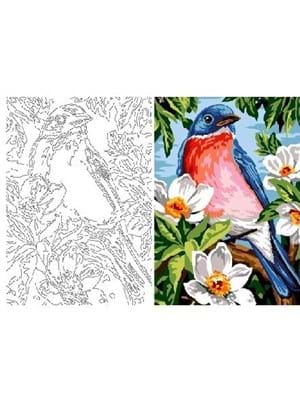 Aka Sanat 50x70 Çizilmiş Tuval Çiçek ve Kuş Ççk5070004