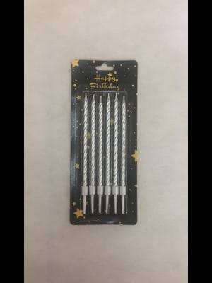Nedi 13 Cm Burgulu Çubuk Mum Gümüş 6"lı 2236s