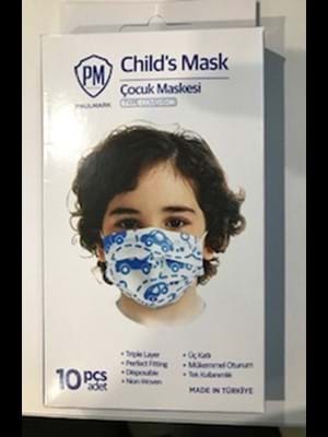Pm 3 Katlı Tek Kullanımlık Erkek Çocuk Maskesi 10"lu