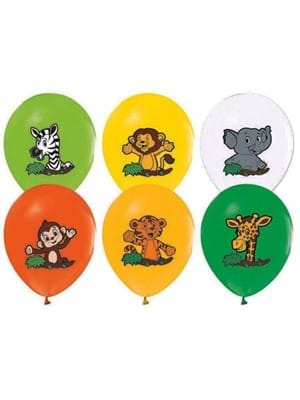 Balonevi Safari Hayvanları Baskılı Balon 8"li 8051