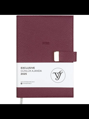 Victorias Journals Exclusive 14x20 Günlük Ajanda Yaldız Kenar Ivory Bordo 124-1457 2025