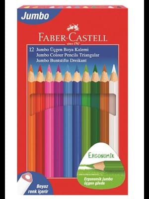 Faber Castell Jumbo Kuruboya Kalemi 12 Renk (beyaz Renk İçerir) 5173116616000