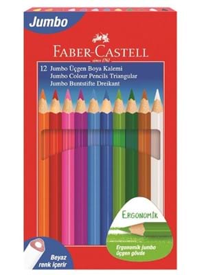 Faber Castell Jumbo Kuruboya Kalemi 12 Renk (beyaz Renk İçerir) 5173116616000