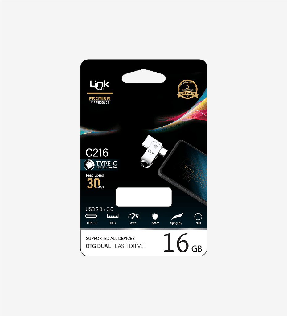 LİNK TECH C216 OTG 16GB ÇİFT TARAFLI TYPE-C USB FLASH BELLEK