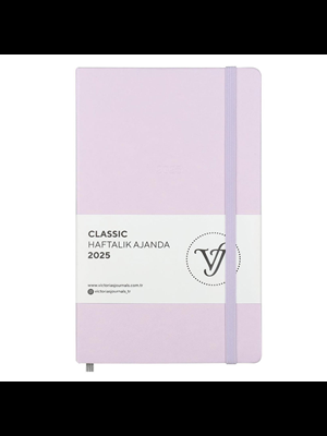 Victorias Journals Classic 13x21 Haftalık Ajanda Sert Kapak Ivory Lila 124-1414 2025