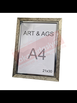 Art&ags A4 22 Mm Ahşap Çerçeve Gümüş Paspartulu Eskitmeli Gümüş