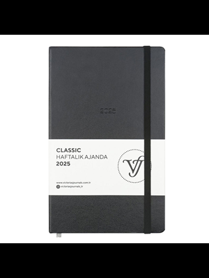 Victorias Journals Classic 13x21 Haftalık Ajanda Sert Kapak Ivory Siyah 124-1409 2025