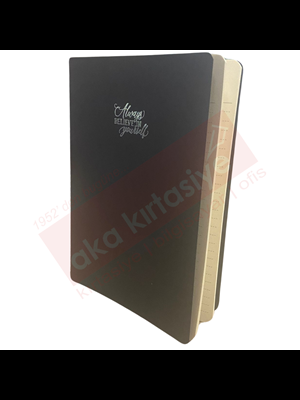 Lizy A5 40 Yp Çizgili Ivory Siyah Karton Kapak Defter Syha5