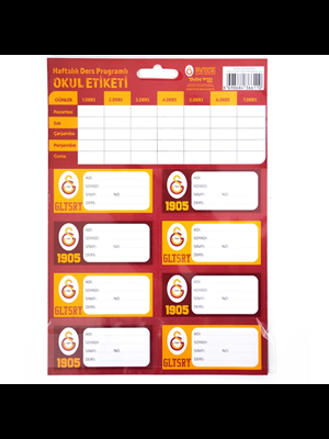 Timon Galatasaray Ders Programlı Okul Etiketi 3 Lü 463643