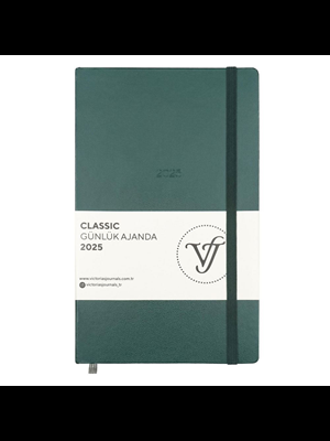 Victorias Journals Classic 13x21 Günlük Ajanda Sert Kapak Ivory Yeşil 124-1450 2025