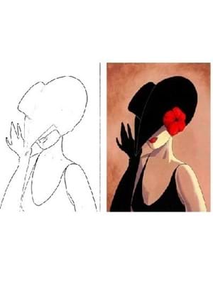 Aka Sanat 50x70 Çizilmiş Tuval Siyahlı Kadın Mdr5070003