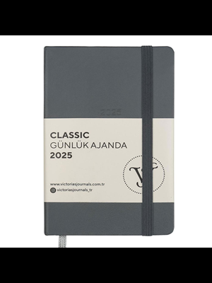 Victorias Journals Classic 9x14 Günlük Ajanda Sert Kapak Ivory Gri 124-1490 2025