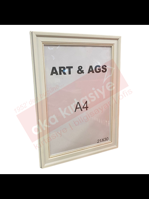 Art&ags A4 35 Mm Ahşap Çerçeve Yaldızlı Beyaz