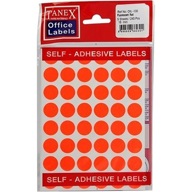 TANEX 16 MM POŞET OFİS ETİKETİ  KIRMIZI OFC-130