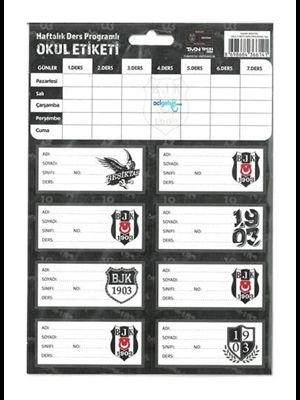 Timon Beşiktaş Ders Programlı Okul Etiketi 3 Lü 463644